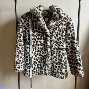 GAP Girl M (8-10yr) animal print faux fur winter coat
